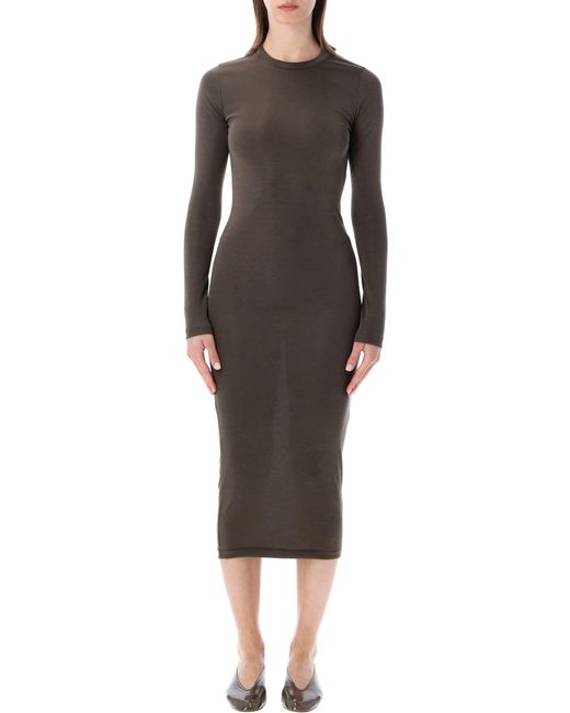 Essentials x Fear Of God Black Rib Knit Long Sleeve Fitted Midi Dress