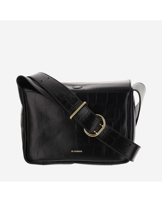 Jil Sander Black Flap Mini Shoulder Bag