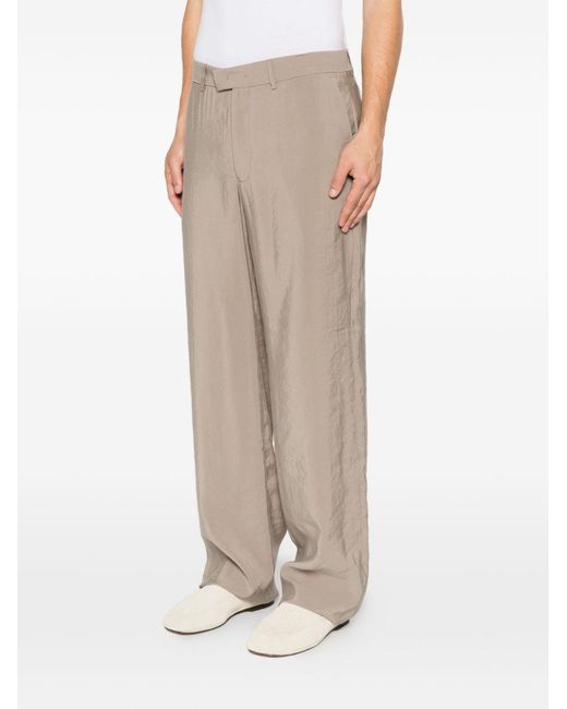 Emporio Armani White Belt-Loop Straight-Leg Trousers for men
