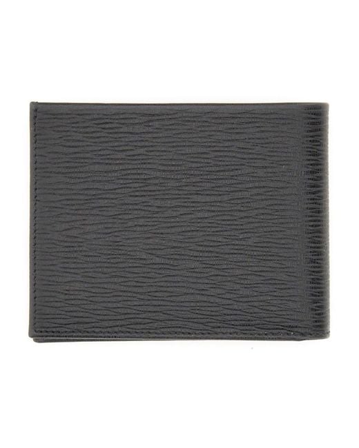 Ferragamo Black Calfskin Hooks Wallet For for men