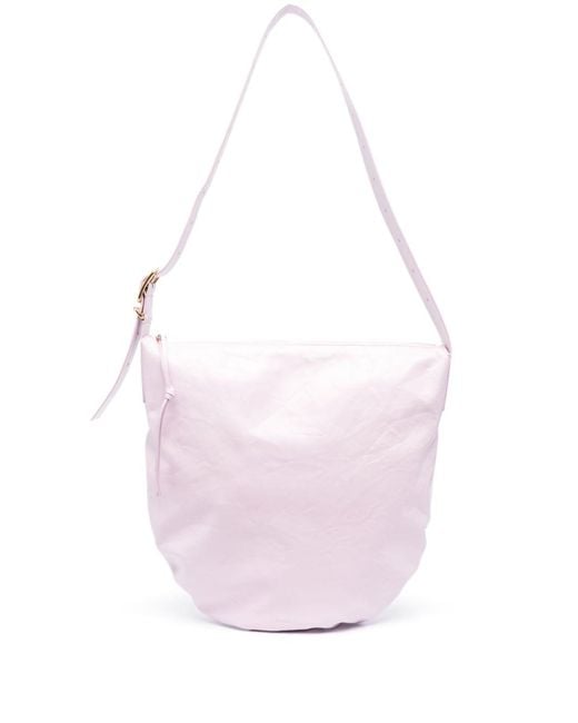 Jil Sander Pink Crinkled Leather Shoulder Bag