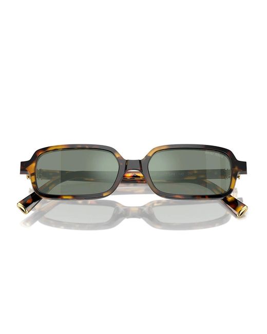 Miu Miu Green Sonnenbrille Mu11 Zs Vau04 M Brauner Honig/Grün-Silber verspiegelte Damen