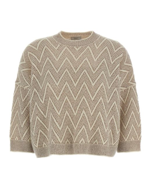 Peserico Natural Zigzag Crop Sweater