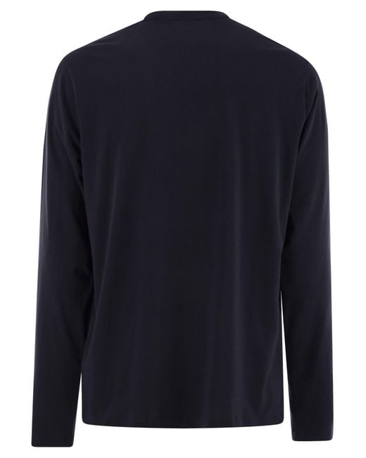 Majestic Blue Long-Sleeved Crew-Neck T-Shirt for men