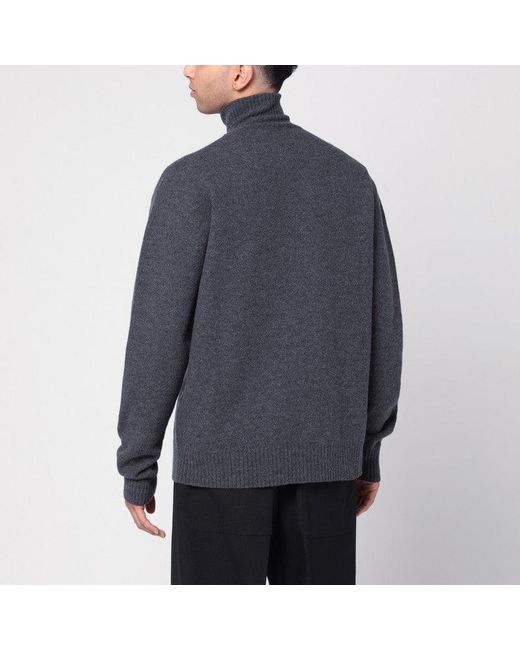 Jil Sander Blue Wool Turtleneck Sweater for men