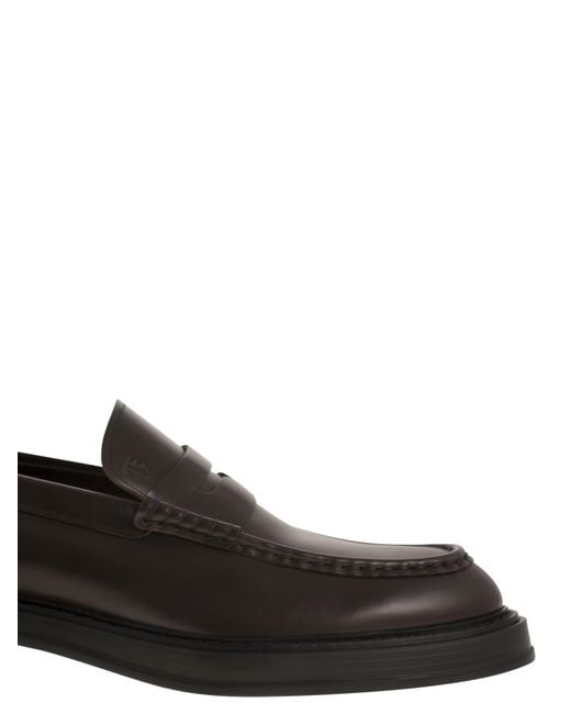 Tod's Black Leather Loafers for men