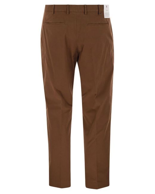 PT Torino Brown Rebel Stretch Cotton Trousers for men