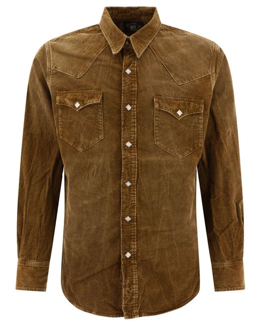 RRL Green Corduroy Western Shirt Shirts