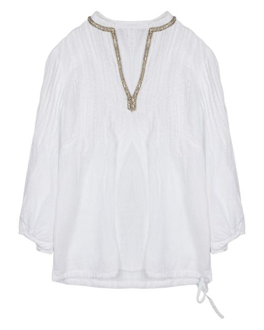 120% Lino White Linen Classic Shirt