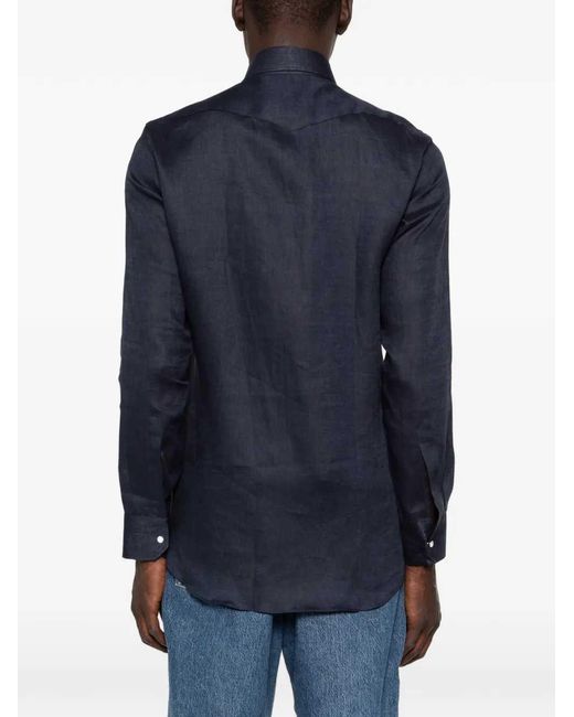 Sartorio Napoli Blue Linen Shirt