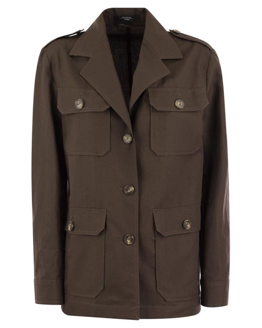 Weekend by Maxmara Brown Bacca Cotton And Linen Safari Jacket
