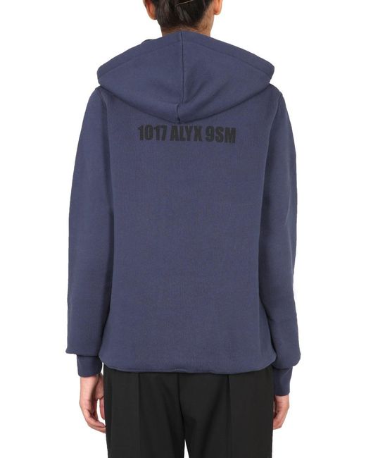 1017 ALYX 9SM Blue Relaxed-Fit Hoodie With Drawstring Hood