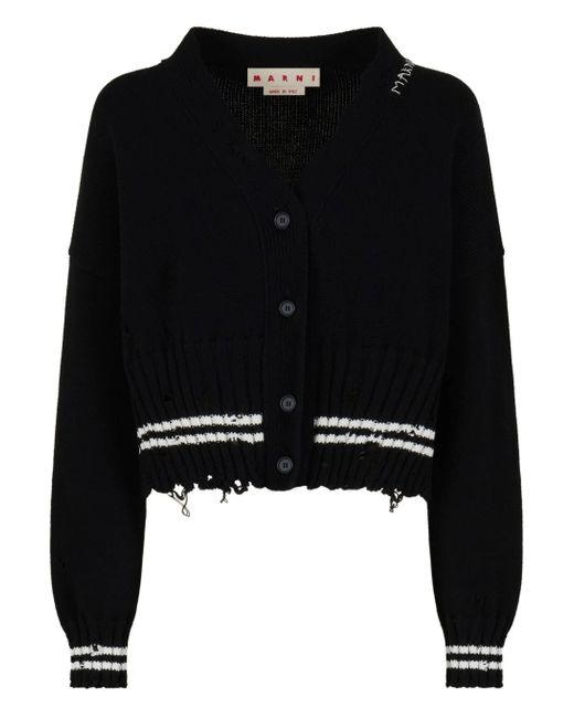 Marni Black Cardigan mit V-Ausschnitt