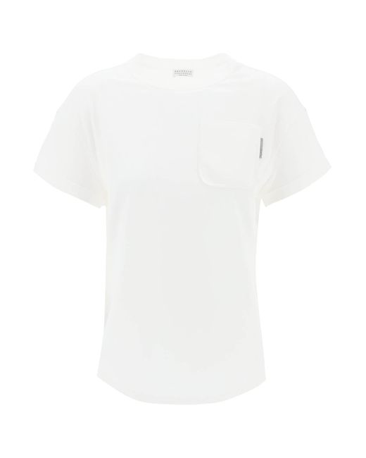 Brunello Cucinelli White Kastenkuppeln Crewneck T -Shirt