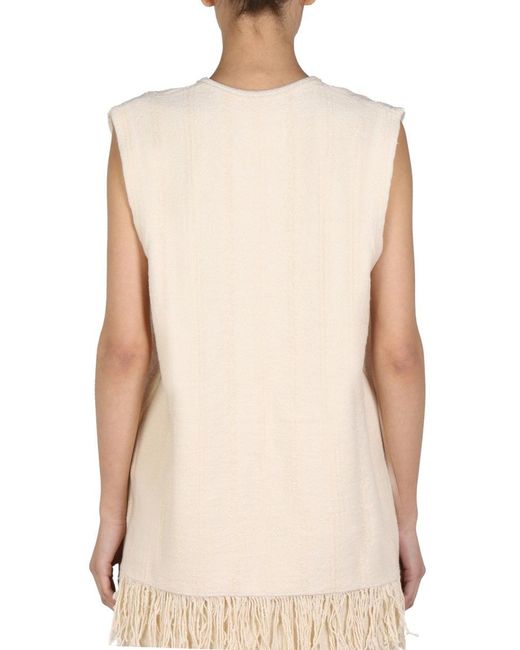 Jil Sander Natural Solid V Neck Top