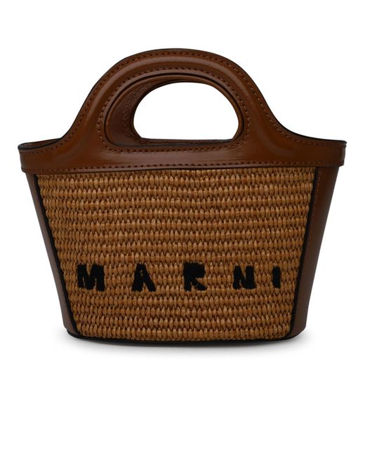 Marni Brown Leather Blend Micro Tropicalia Bag