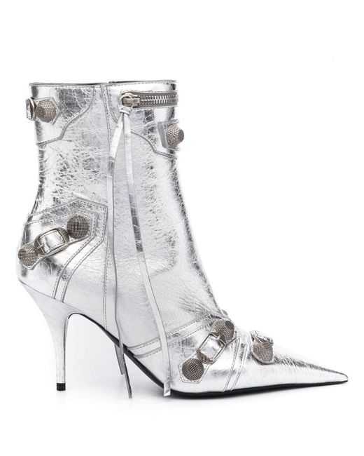 Balenciaga White Le Cagole Lederstiefel