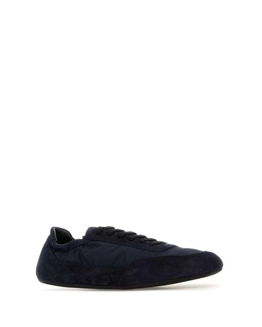 Prada Blue Re-Nylon And Suede Collapse Sneakers