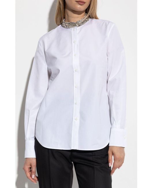 Alexander McQueen White Crystal-Embellished Cotton Shirt