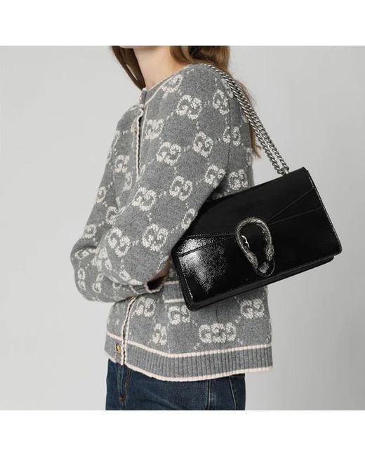 Gucci Black Schwarze Leder-Schultertasche Aw24