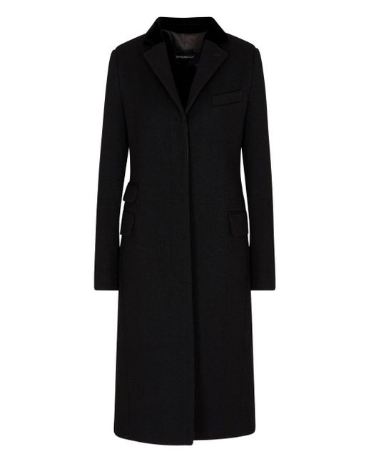 Emporio Armani Black Wool Single-Breasted Coat
