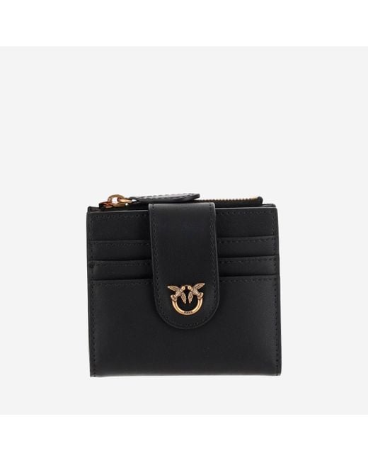 Pinko Black Leather Wallet With Logo