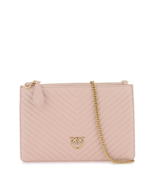 Pinko Classic Flat Love Bag Eenvoudig in het Pink