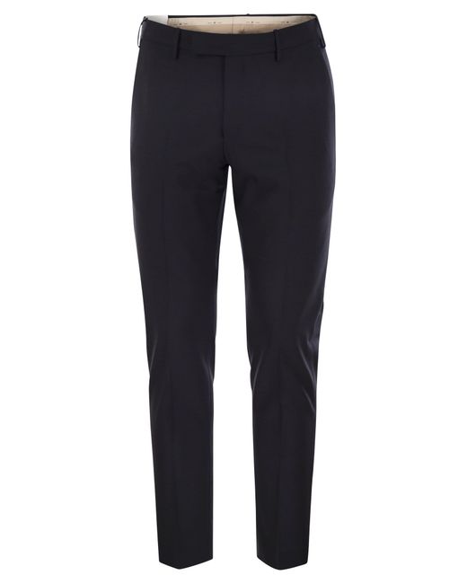 PT Torino Blue Dieci Stretch Virgin Wool Trousers for men
