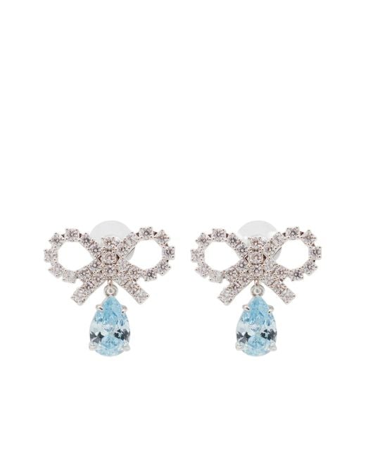Boucles D'Oreilles Mini Bow Self-Portrait en coloris White