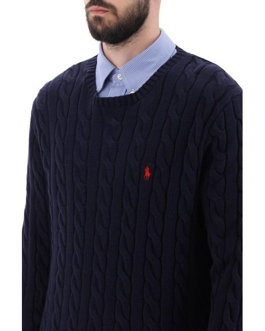Crew Neck Pull en tricot en coton Polo Ralph Lauren en coloris Blue