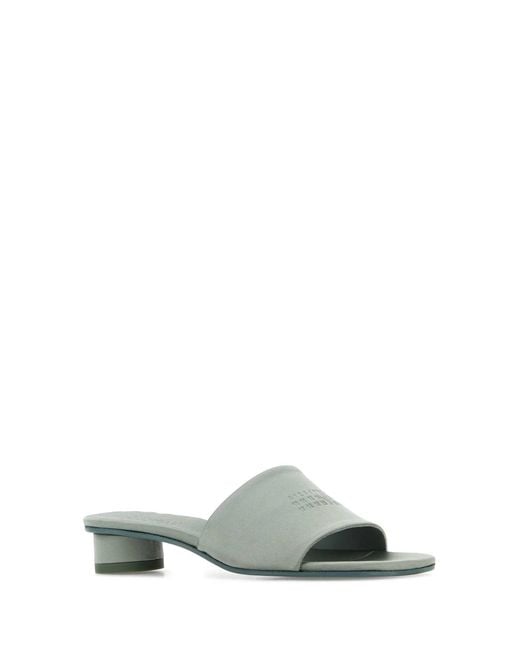 MM6 by Maison Margiela Blue Powder Satin Anatomic Numeric Mules