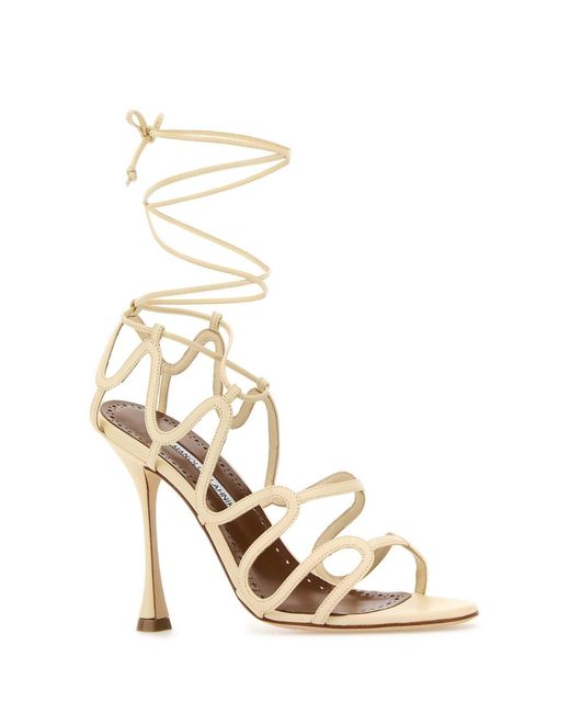 Manolo Blahnik White Fawda Osn Rial 105