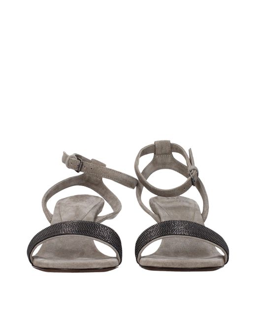 Brunello Cucinelli Metallic Sandals Suede