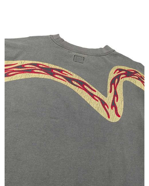 Evisu Gray Ej Fire Daicock Ls Tee