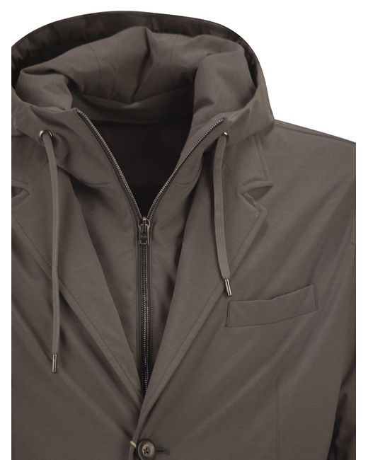 Herno Wattierte Jacke mit Kapuze in Brown für Herren