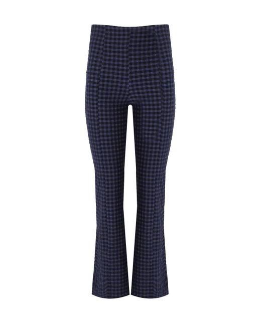 Ganni Check Flare Broek in het Blue