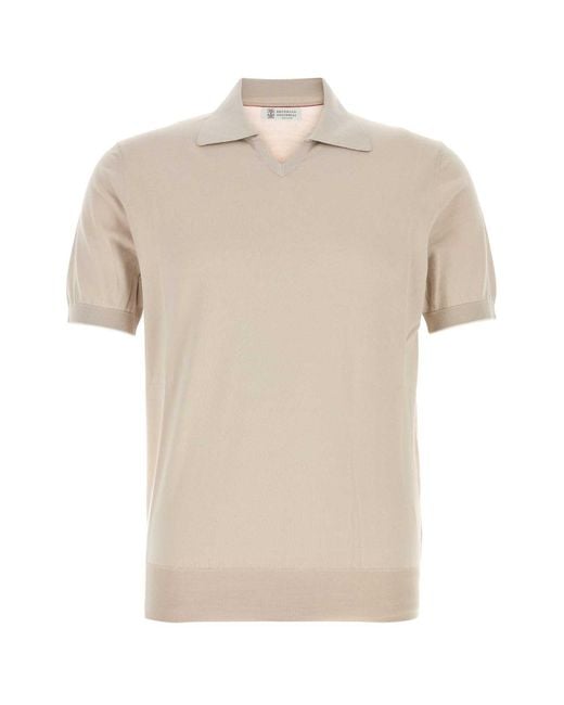 Brunello Cucinelli Natural Sand Cotton Polo Shirt