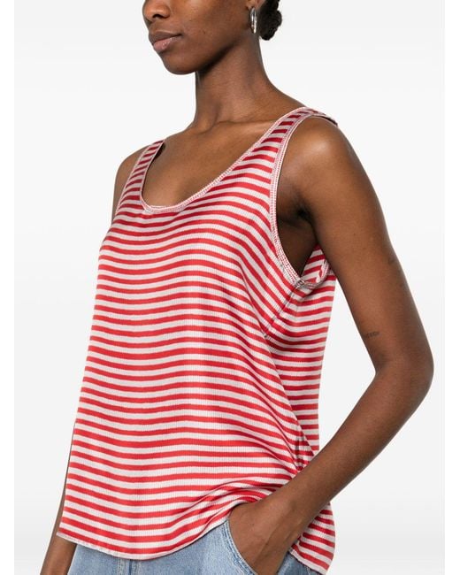 Pierre Louis Mascia Red Striped Silk Top