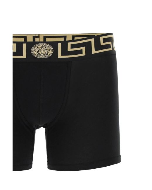 Versace Bi Pack Underwear Trunk Met Greca Band in het Black