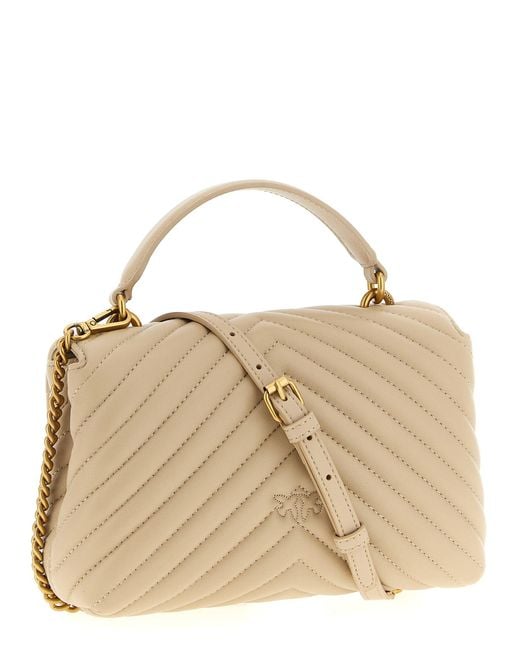 Pinko Metallic Love Lady Puff Mini Hand Bags Beige