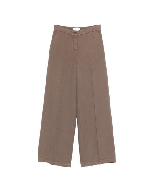Via Masini 80 Brown Linen Wide Leg Trousers