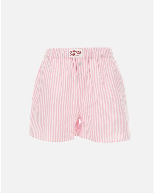 Mc2 Saint Barth Pink Rosa Gestreifte Baumwoll-Boxershorts