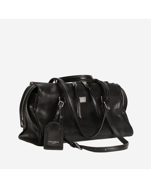 Dolce & Gabbana Black Vittoria Calfskin Leather Bag