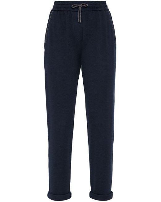 Brunello Cucinelli Blue Cotton And Silk Trousers