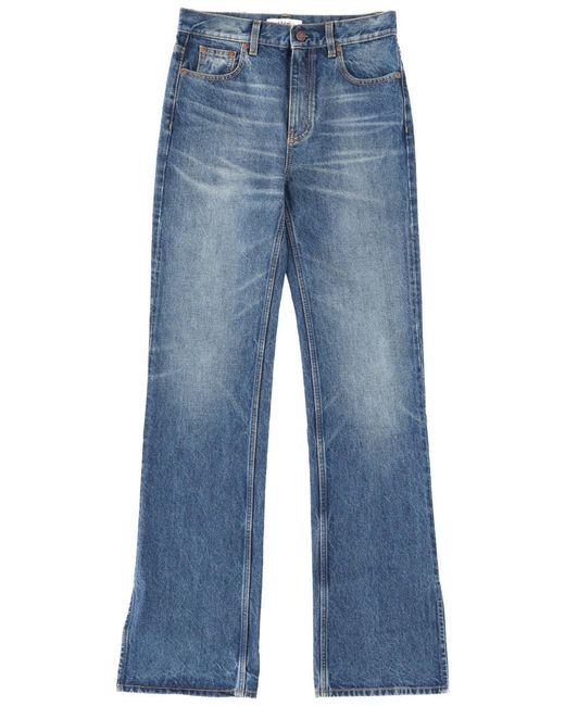 Chloé Blue Side-Slit Straight-Leg Jeans