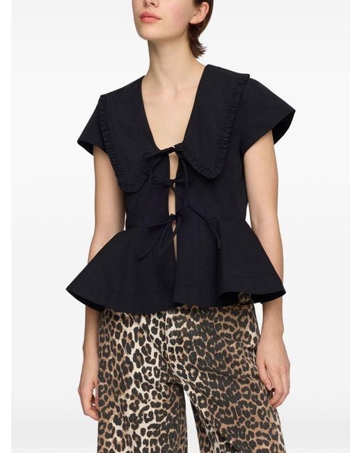 Ganni Black Organic Cotton Top