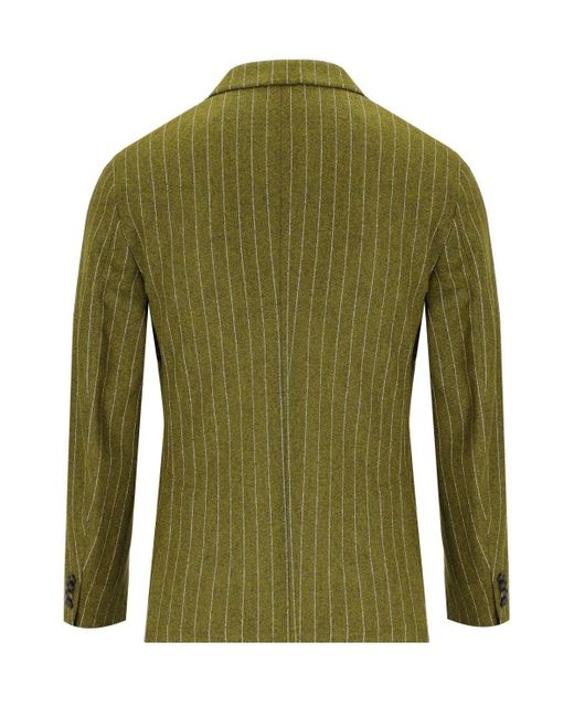 Manuel Ritz Green Pinstriped Double Breasted Jacket for men