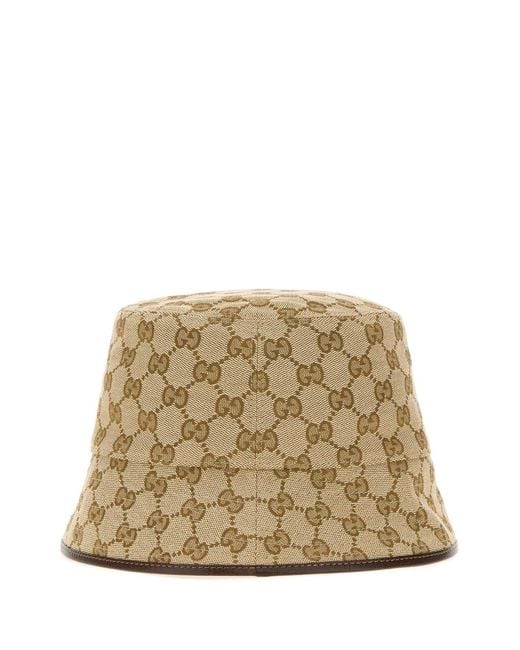 Gucci Natural Gg Logo Bucket Hat