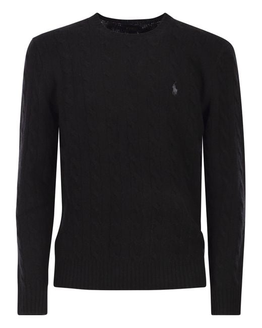 Polo Ralph Lauren Black Wool And Cashmere Cable-Knit Sweater for men