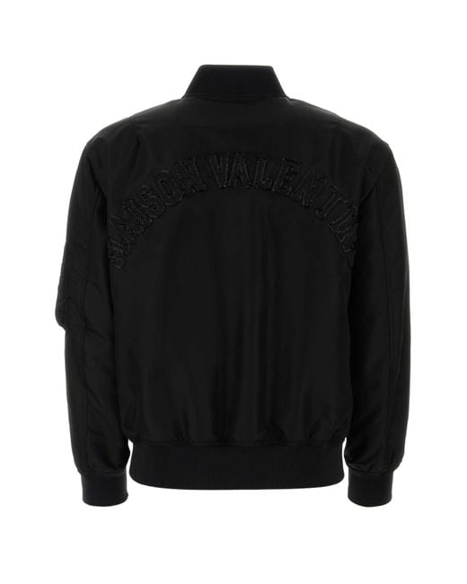 Valentino Garavani Black Nylon Bomber Jacket